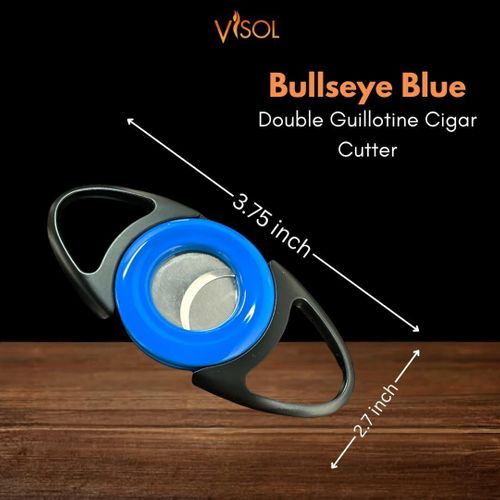 Visol Gift Set - Bullseye Blue Double Guillotine Cutter & Cougar Blue Single Flame Lighter 