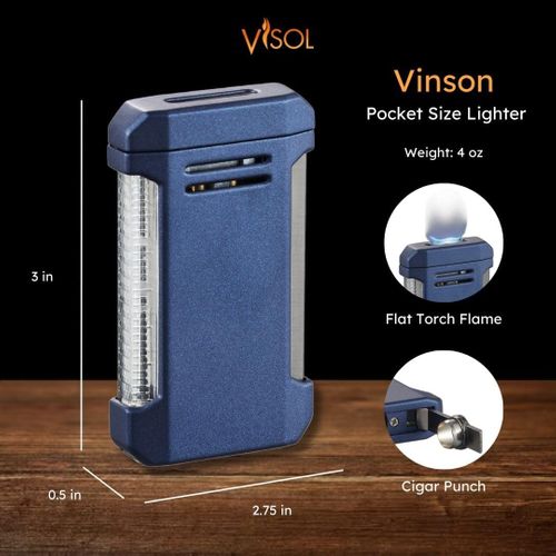 Visol Gift Set - Perfecto Blue Double Guillotine Cutter & Vinson Blue Flat Torch Lighter Visol Gift Set - Perfecto Blue Double Guillotine Cutter & Vinson Blue Flat Torch Lighter