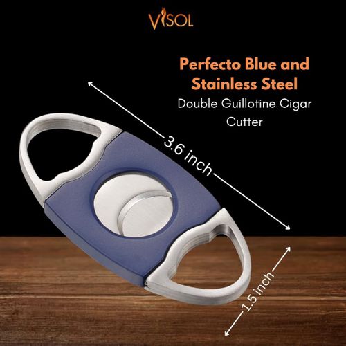 Visol Gift Set - Perfecto Blue Double Guillotine Cutter & Vinson Blue Flat Torch Lighter Visol Gift Set - Perfecto Blue Double Guillotine Cutter & Vinson Blue Flat Torch Lighter