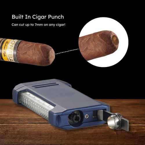 Visol Gift Set - Perfecto Blue Double Guillotine Cutter & Vinson Blue Flat Torch Lighter Visol Gift Set - Perfecto Blue Double Guillotine Cutter & Vinson Blue Flat Torch Lighter