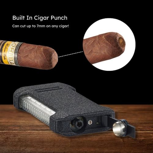 Visol Gift Set - Vinson Flat Torch Lighter Black and Bullseye White Double Guillotine Cigar Cutter Visol Gift Set - Vinson Flat Torch Lighter Black and Bullseye White Double Guillotine Cigar Cutter