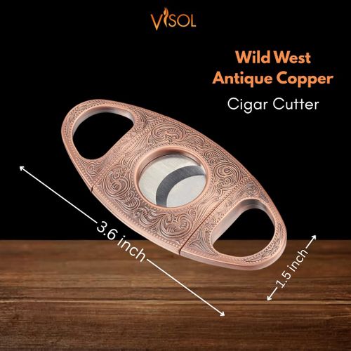 Visol Gift Set - Wild West V-Cut Cutter Antique Copper & Vinson Bronze Torch Lighter with Punch