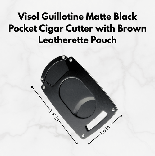 Visol Guillotine Matte Black Pocket Cigar Cutter with Brown Leatherette Pouch