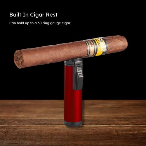 Visol Hades Red Lacquer Triple Torch Cigar Lighter