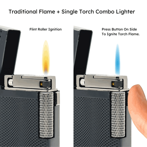 Visol Hubbard Barley Soft Flame and Torch Flame Flint Lighter - Black