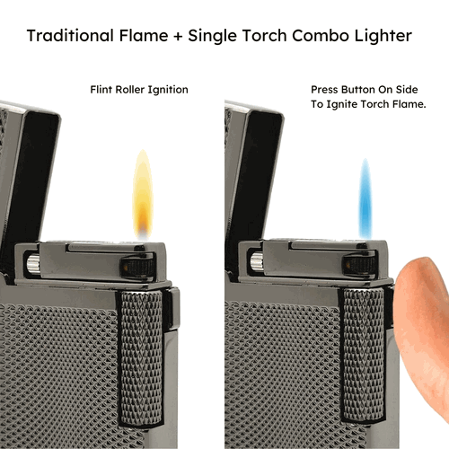Visol Hubbard Barley Soft Flame and Torch Flame Flint Lighter - Gunmetal