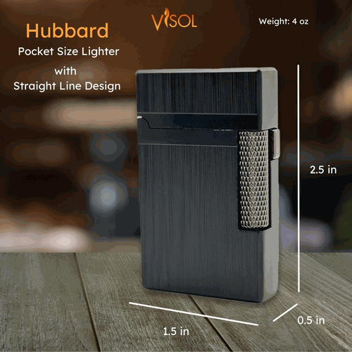 Visol Hubbard Brushed Stripes Soft Flame and Torch Flame Flint Lighter - Black