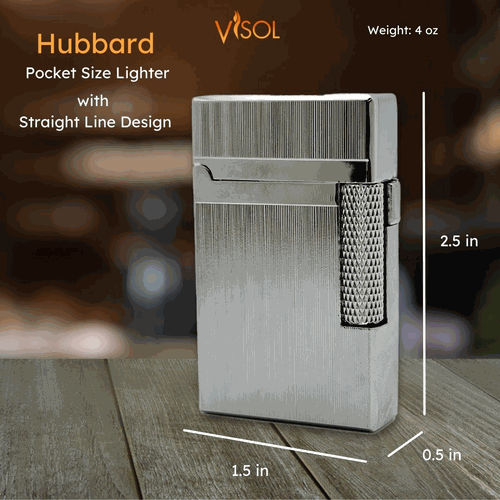 Visol Hubbard Brushed Stripes Soft Flame and Torch Flame Flint Lighter - Chrome