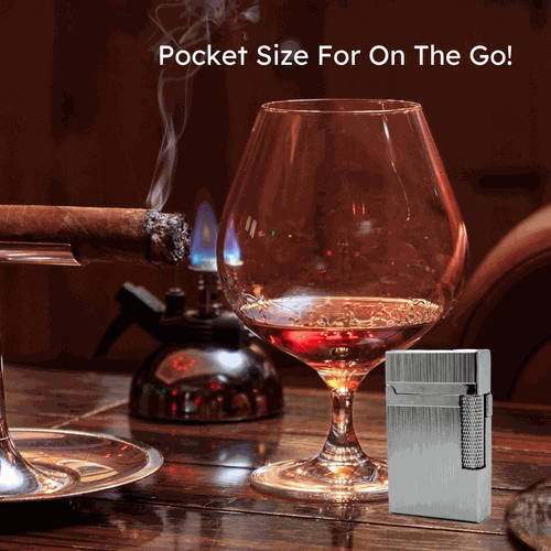 Visol Hubbard Brushed Stripes Soft Flame and Torch Flame Flint Lighter - Chrome