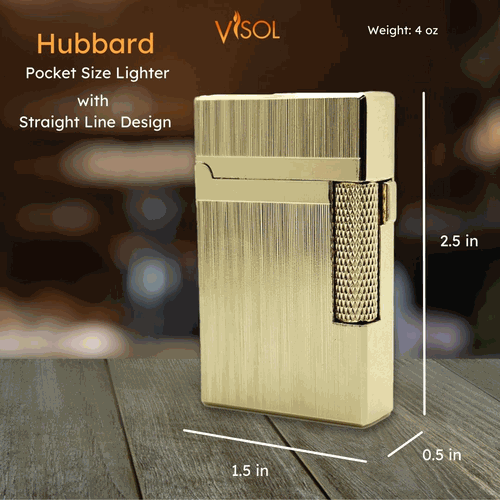Visol Hubbard Brushed Stripes Soft Flame and Torch Flame Flint Lighter - Gold