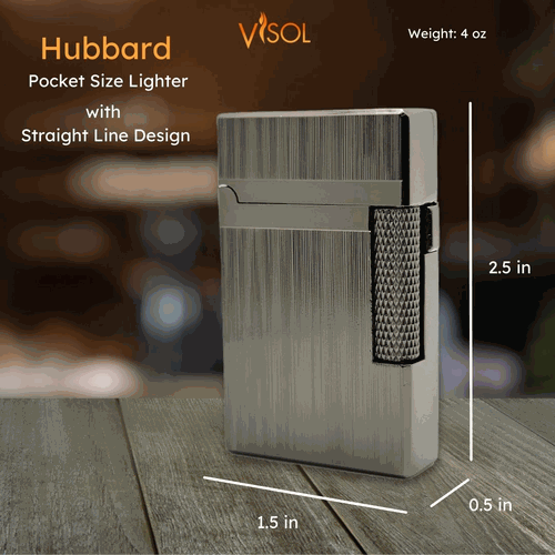 Visol Hubbard Brushed Stripes Soft Flame and Torch Flame Flint Lighter - Gunmetal