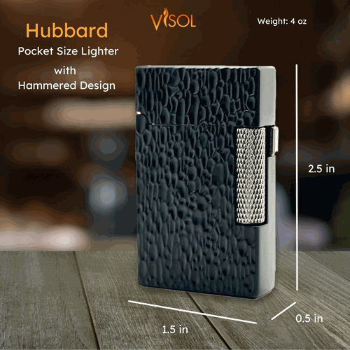 Visol Hubbard Hammered Soft Flame and Torch Flame Flint Lighter - Black