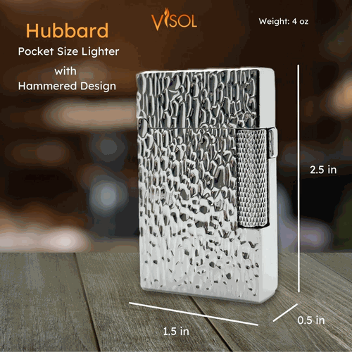 Visol Hubbard Hammered Soft Flame and Torch Flame Flint Lighter - Chrome