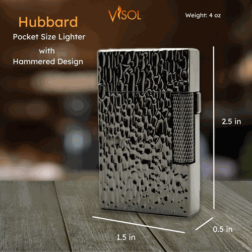 Visol Hubbard Hammered Soft Flame and Torch Flame Flint Lighter - Gunmetal
