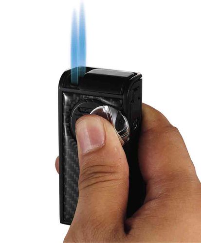 Visol Infinity Double Torch Carbon Fiber Black Cigar Lighter