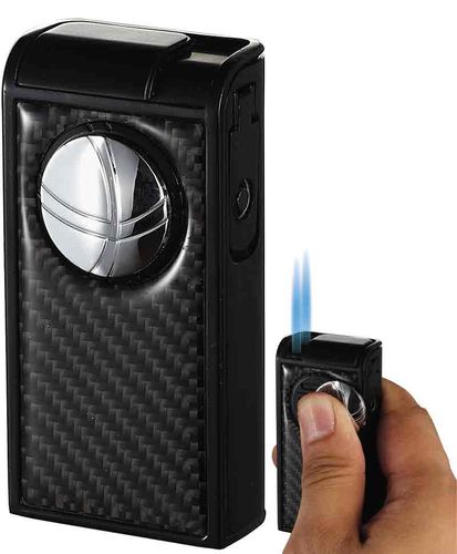 Visol Infinity Double Torch Carbon Fiber Black Cigar Lighter