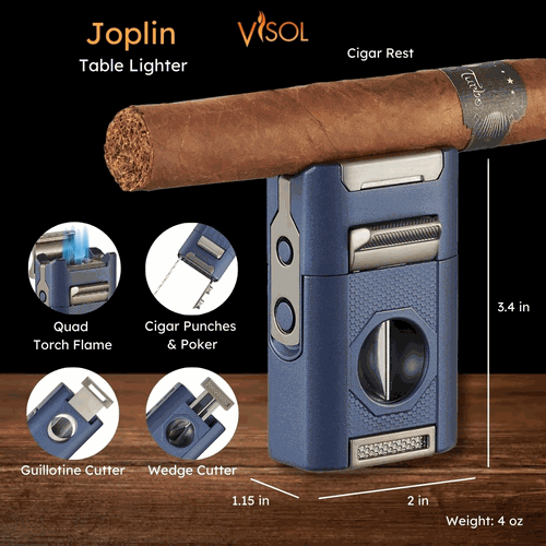 Visol Joplin Quad Torch Flame Lighter - Blue