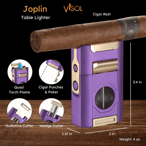 Visol Joplin Quad Torch Flame Lighter - Purple