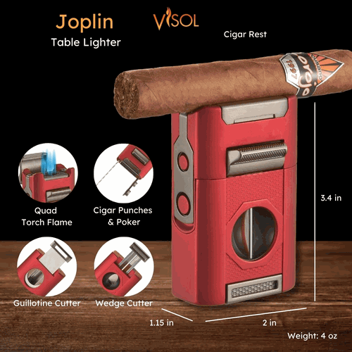 Visol Joplin Quad Torch Flame Lighter - Red
