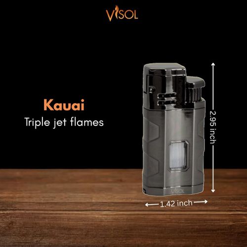 Visol Kauai Triple Flame Cigar Lighter - Black