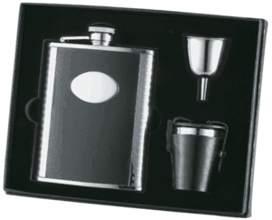 Visol Leather 6oz Deluxe Liquor Flask Gift Set - Free Engraving