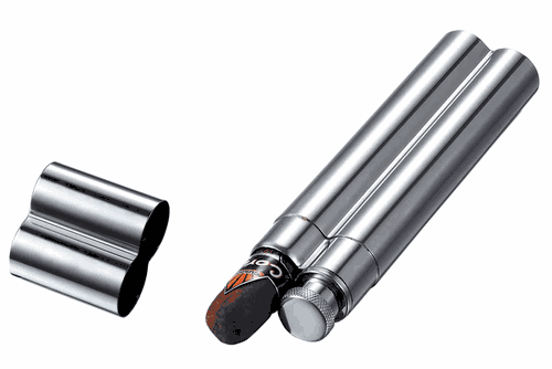 Visol Malamute Stainless Steel Cigar Tube & Flask - Free Engraving
