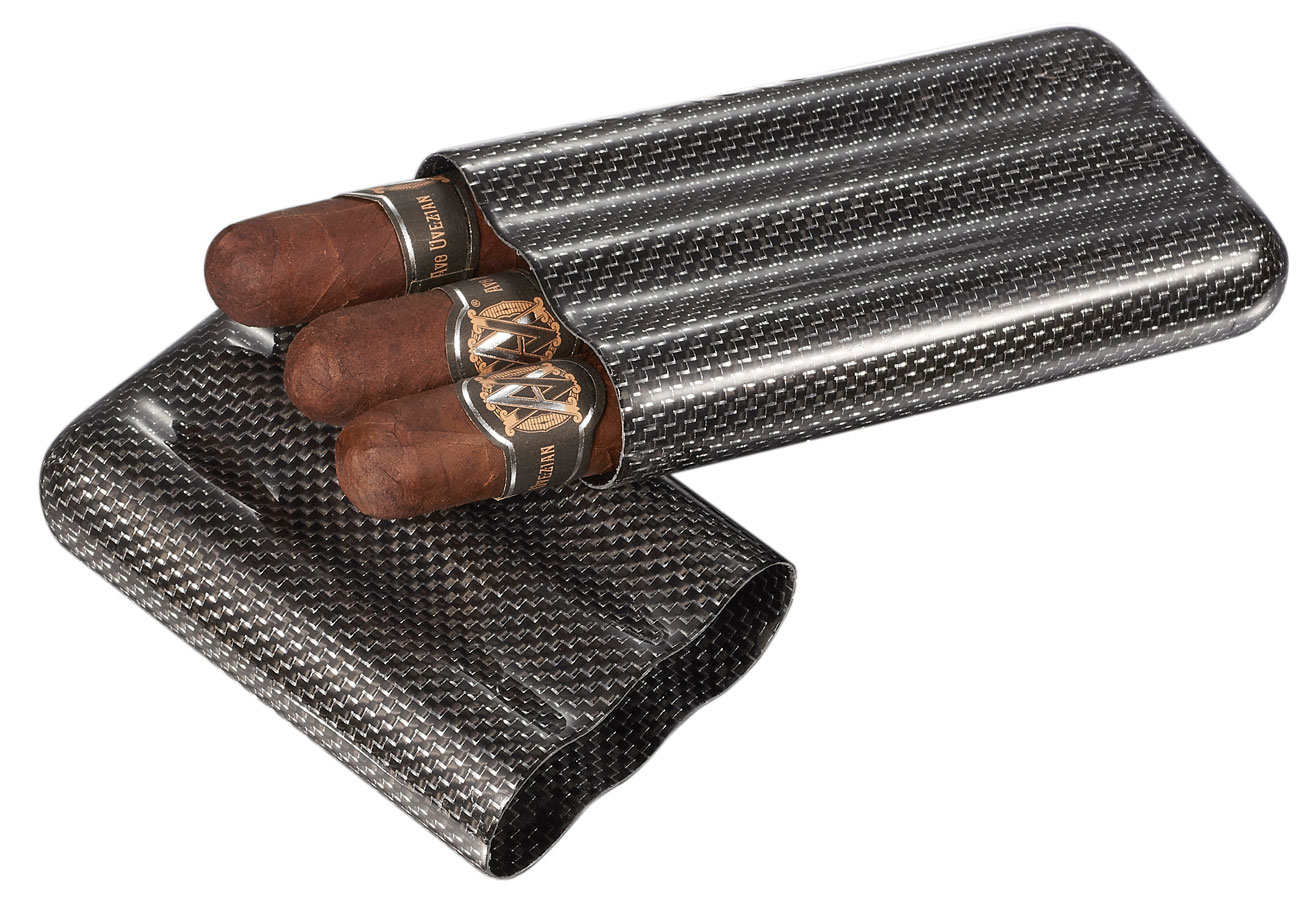 Visol Night II Silver Carbon Fiber Large Ring Gauge Cigar Case