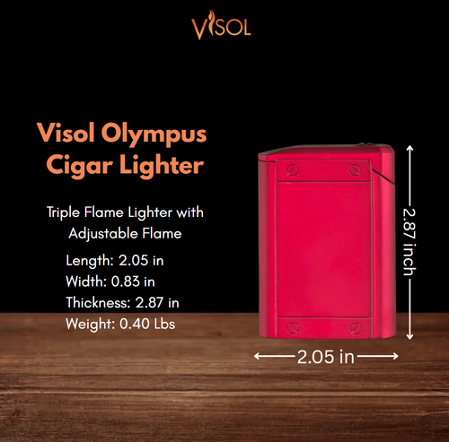 Visol Olympus Triple Torch Flame Cigar Lighter - Red