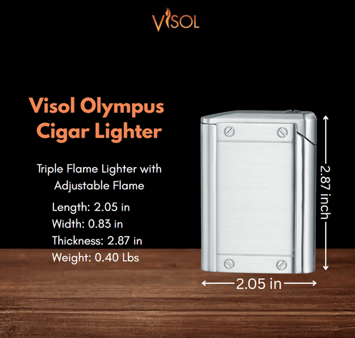 Visol Olympus Triple Torch Flame Cigar Lighter - Silver