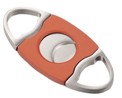 Visol Perfecto Orange and Stainless Steel Double Guillotine Cigar Cutter