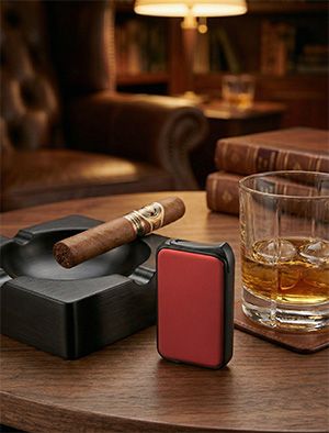 Visol Prague Single Torch Flame Cigar Lighter - Red