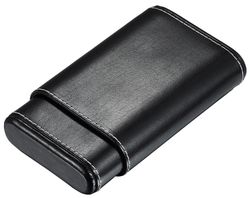 Visol Arnoldo Black Leather Cedar Lined Crushproof Cigar Case