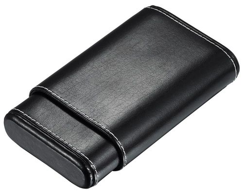 Visol Arnoldo Black Leather Cedar Lined Crushproof Cigar Case