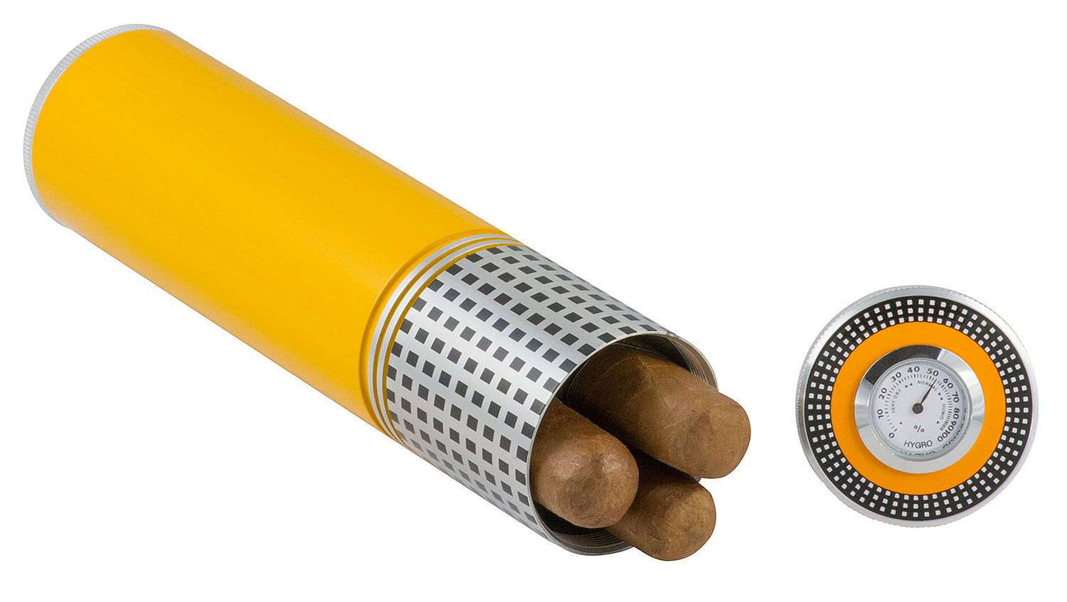 Visol Bayard Aluminum Yellow Travel Cigar Case Holds 3 Cigars