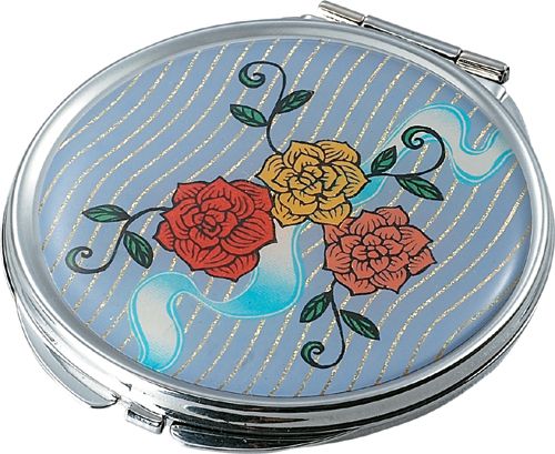 Visol Bouquet Stainless Steel Compact Mirror with Floral Design