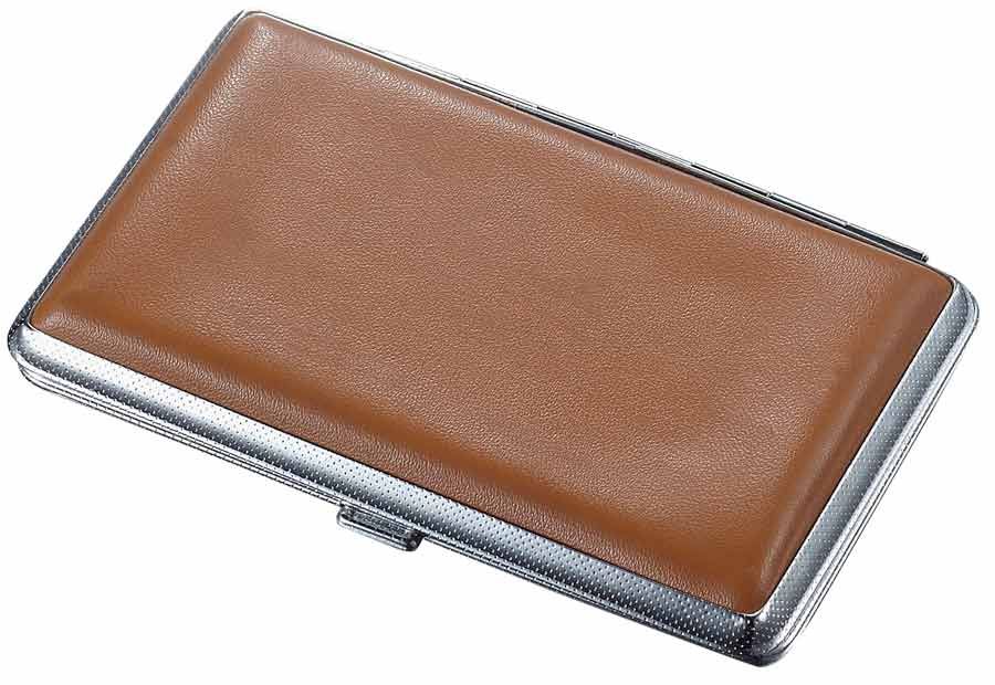 Visol Lawrence Brown Leatherette 100's Size Cigarette Case