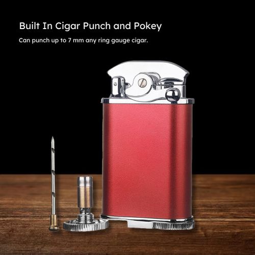 Visol Retro Triple Flame Cigar Lighter - Red & Chrome
