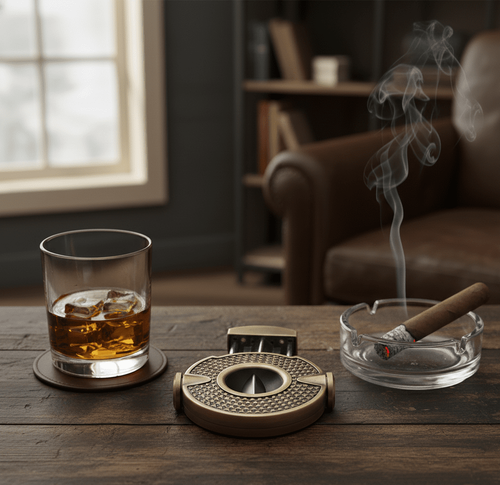 Visol Revolver Wedge V Cigar Cutter - Antique Gold