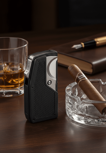 Visol Sierra Dual Torch Flame Cigar Lighter with Multi-Tool Cigar Accessories - Black Visol Sierra Dual Torch Flame Cigar Lighter with Multi-Tool Cigar Accessories - Black