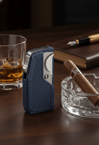 Visol Sierra Dual Torch Flame Cigar Lighter with Multi-Tool Cigar Accessories - Blue Visol Sierra Dual Torch Flame Cigar Lighter with Multi-Tool Cigar Accessories - Blue