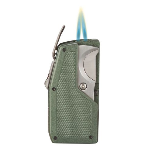 Visol Sierra Dual Torch Flame Cigar Lighter with Multi-Tool Cigar Accessories - Green