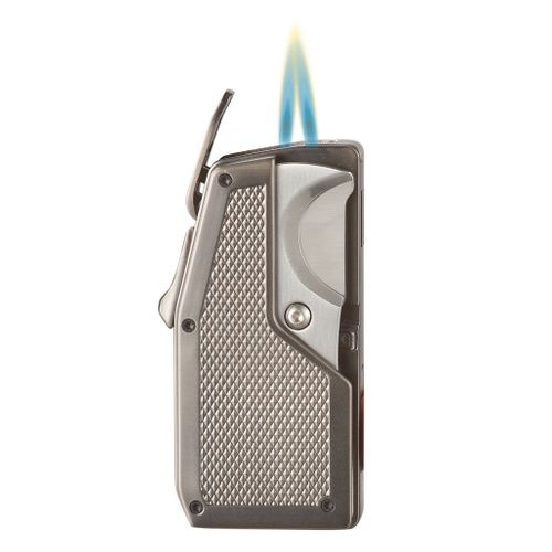 Visol Sierra Dual Torch Flame Cigar Lighter with Multi-Tool Cigar Accessories - Gunmetal