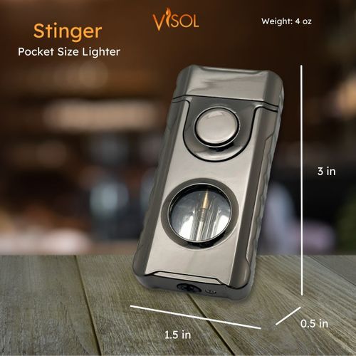 Visol Stinger Retail Prepack - 20 Cigar Lighters - Gunmetal and Black