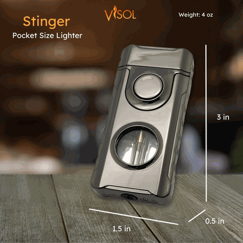 Visol Stinger Soft Flame and Torch Flame Flint Lighter - Gunmetal