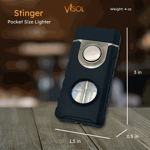 Visol Stinger Soft Flame and Torch Flame Flint Lighter - Matte Black