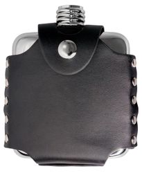 Visol Stud 4 oz Stainless Steel Flask w/ Black Leather Wrap