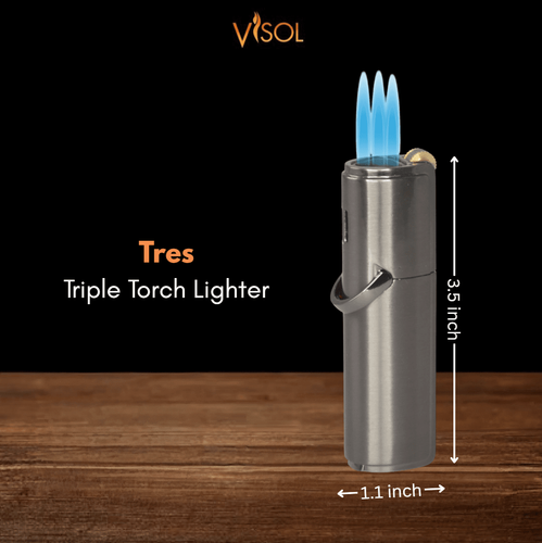 Tres Triple Flame Cigar Lighter - Gunmetal Tres Triple Flame Cigar Lighter - Gunmetal