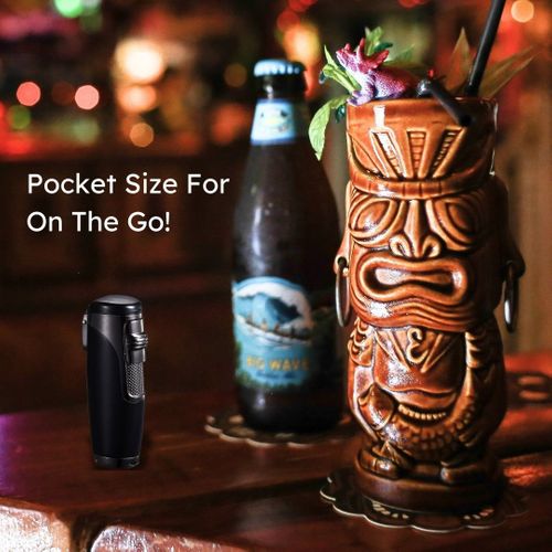 Visol Triad Black Matte Triple Torch Flame Cigar Lighter