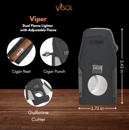 Visol Viper Dual Torch Flame Cigar Lighter - Black