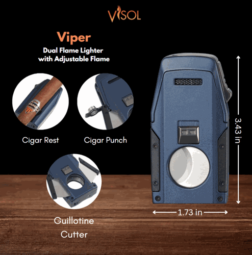 Visol Viper Dual Torch Flame Cigar Lighter - Blue Visol Viper Dual Torch Flame Cigar Lighter - Blue